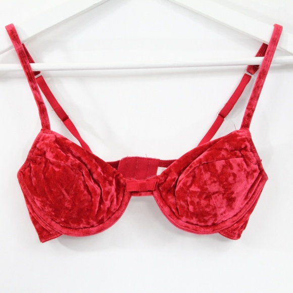 Victoria's Secret Other - Vintage Victoria's Secret Bra 34A red Velvet 90s fashion VS